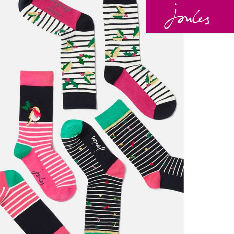 Joules Festive 3 Pk Socks - Holly Sock-1